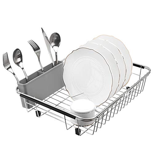 SANNO Plastic Utensil Holder Caddy for Kitchen Sink Organization
