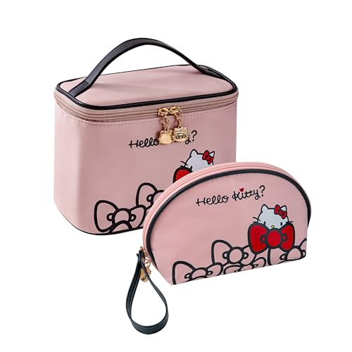Travel Makeup Bag with Brush Holder - Waterproof Cosmetic Case for Women & Girls
