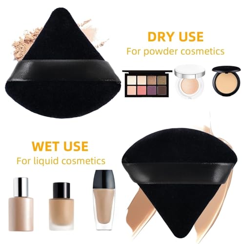 ZHIYE 4-Pack Triangle Reusable Makeup Sponge Puffs for Face, Wet & Dry Use, Black