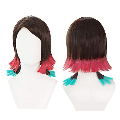 LOADREAM Enmu Cosplay Wig Short Gradient Synthetic Hair Halloween Costume Accessory