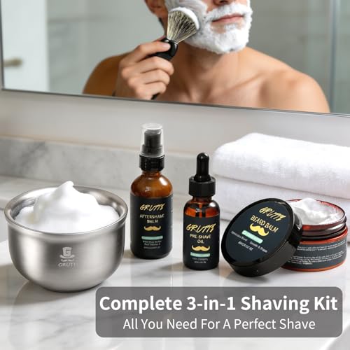 GRUTTI Shaving Kit for Men – Brush, Bowl & Cream Gift Set