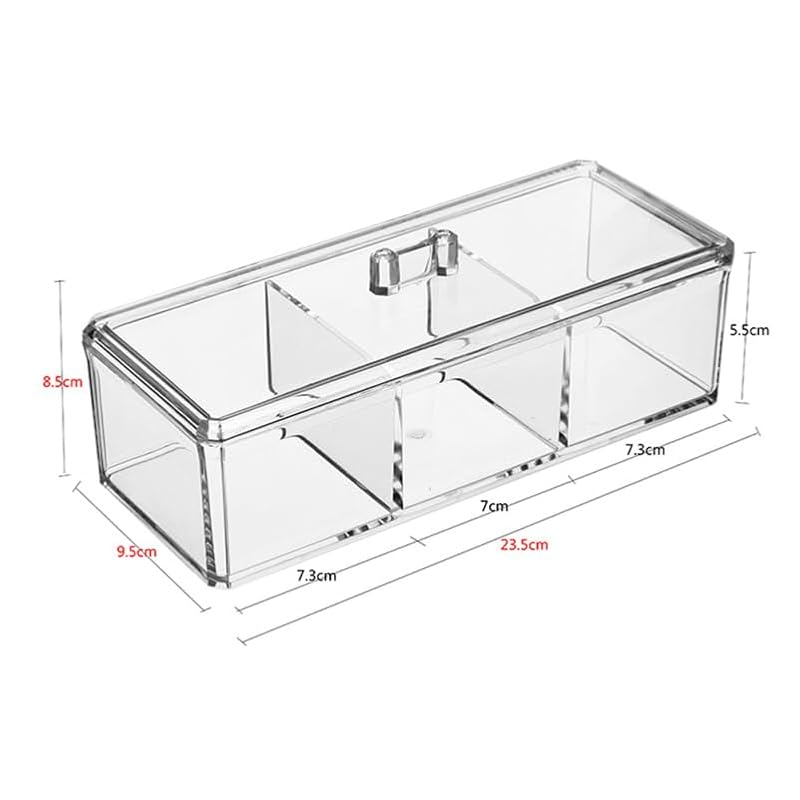 FRCOLOR Clear Acrylic Makeup Organizer Box with Lid for Vanity Storage