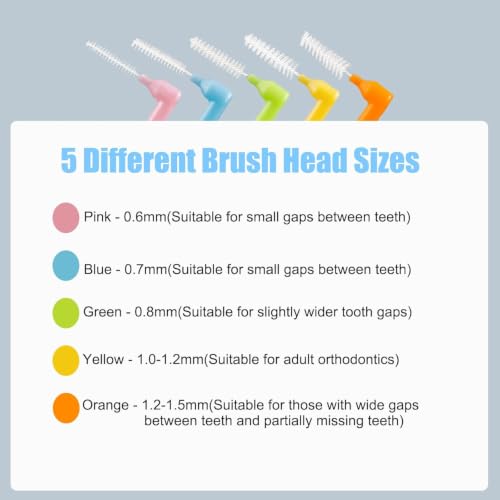 Maoerdental 50Pcs Interdental Brushes Angled L-Shaped 0.6-1.5mm Docking Case
