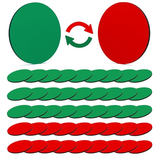 45 PCS Double-Sided Red-Green Status Magnets - 1.1" for Whiteboard & Fridge