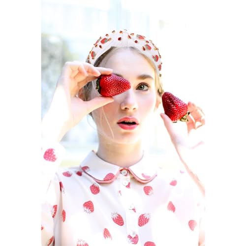 Strawberry Headband for Women - Jeweled Tropical Fruit Hair Accessory