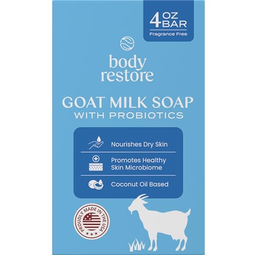 Body Restore 4 oz Goat Milk Soap Bar with Probiotics - Fragrance Free