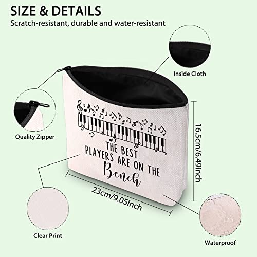 Piano Print Canvas Makeup Bag - Durable Travel Cosmetic Organizer for Pianists