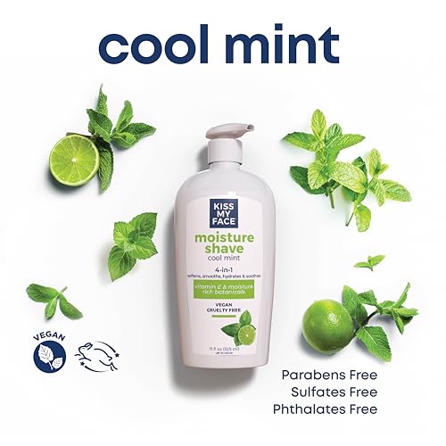Kiss My Face 4-in-1 Moisture Shave, Cool Mint - 11 oz