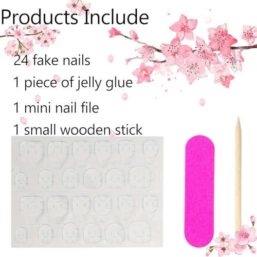 24PCS Tropical Press On Nails - Summer Flamingo & Pineapple Design