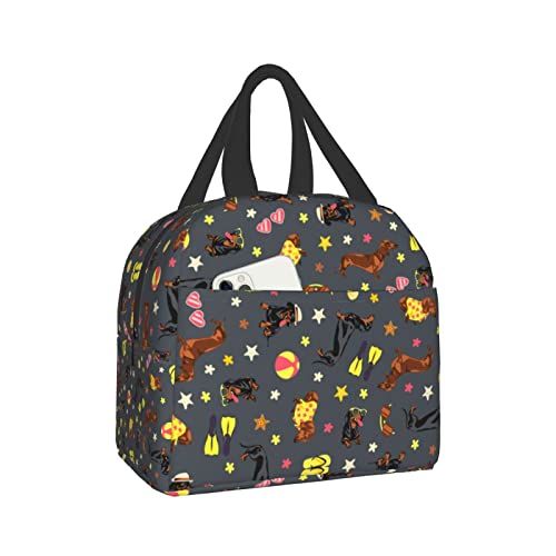 Dachshund Portable Lunch Tote Bag - Insulated & Reusable for Work, Travel, Picnic