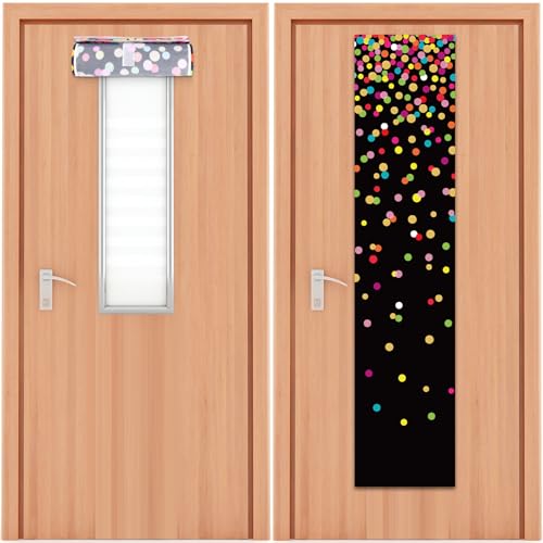 Colorful Polka Dot Classroom Door Window Covers - 2 Pack