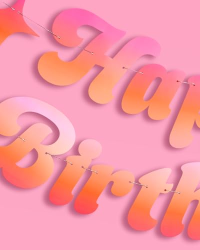 Happy Birthday Pink & Orange Banner - 39 Inch Kids Party Decor