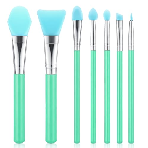 7PCS Silicone Brush Applicator Kit for Makeup & Crafting - Grass Green