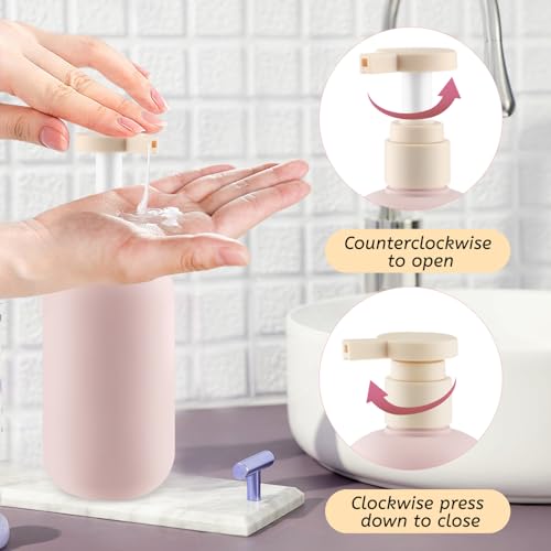 6-Pack 10 oz Refillable Pink Plastic Pump Bottles for Travel and Bathroom