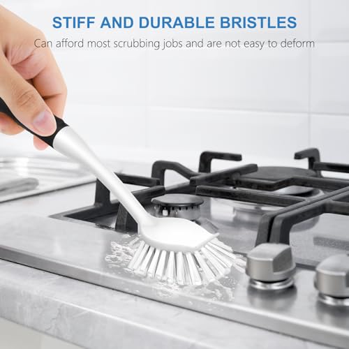 SetSail Dish Brush with Built-in Scraper - 2 Pack Stiff Bristle Scrubbers