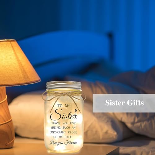 Mason Jar Night Light for Sister - Heartfelt Home Decor Gift