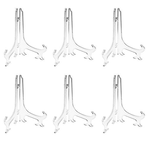 9-Inch Clear Plastic Easels for Displaying Photos & Plates - 6 Pack