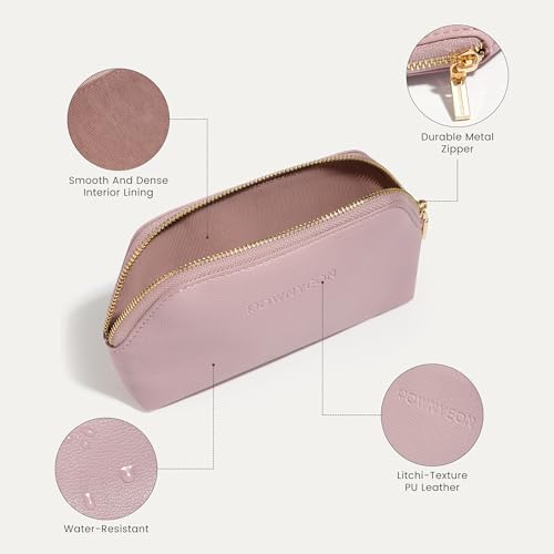 ROWNYEON Mini Vegan Leather Makeup Bag - Portable Cosmetic Pouch for Purse