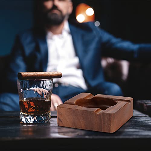 Luxury Wood Cigar Ashtray for Outdoor Patio - YUIRQIIN