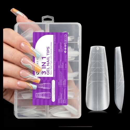 gelike ec D-Coffin Dual Forms 3-in-1 Gel Nail Tips Set – Coffin, French, Matte Finish