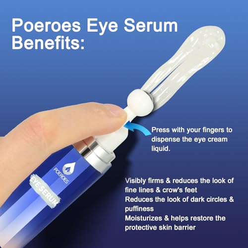 Eye Serum with 8% Caffeine 8% Retinol Hyaluronic Acid Niacinamide peptides for Puffy Bags Fine Lines Dark Circles Wrinkles, Under Eye Cream with 360¡Æ Roller Massage Ball, 0.5 fl. oz