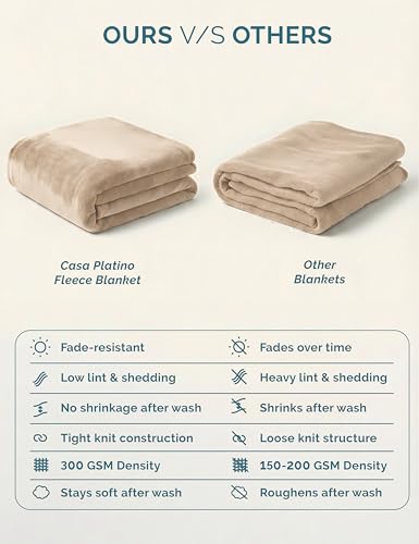 Casa Platino Ultra Soft Fleece Throw Blanket - 50x60 Inch Beige