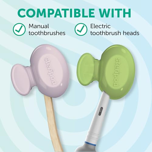 Steripod Clip-On Toothbrush Protector - 4 Pack, Fresh & Clean