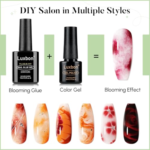 Luxbon 2×15ml Blooming Nail Glue Gel for Press-On & Fake Nails – Strong Adhesive