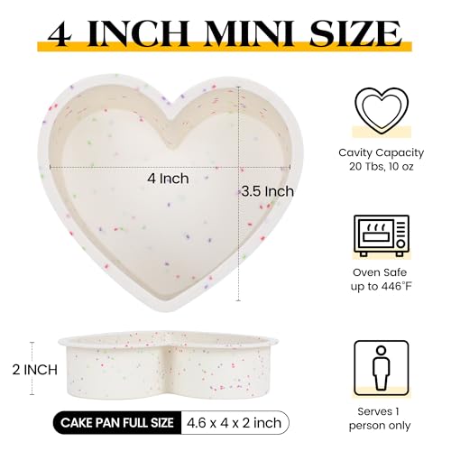 4 Inch Nonstick Silicone Heart Cake Pans Set of 3