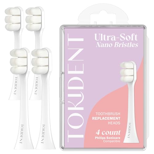 TOKIDENT Pearly Whites 4 Pack Ultra Soft Nano Brush Heads for Philips Sonicare - Sensitive Teeth & Gums