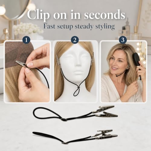 Brandywine Wig Chin Strap with Strong Grip for Styling, Cutting & Brushing – 2 Pack