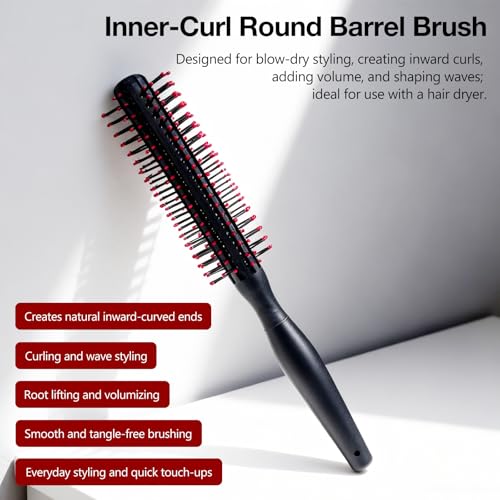 Attkryy Round Curling Comb Brush for Blow Drying & Detangling