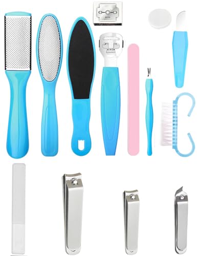 Stainless Steel Callus Remover and Nail Clippers Set - 14 PCS