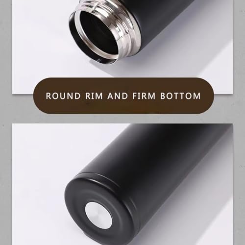 Vacuum Insulated Stainless Steel Travel Coffee Mug - 15.2 Oz Leak-Proof Flask (Black)