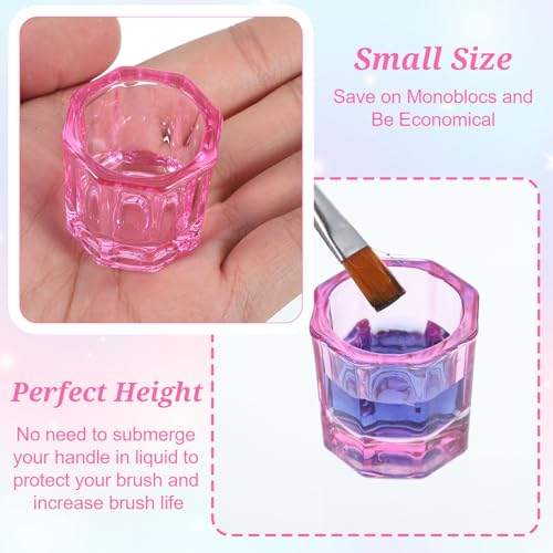 2 PCS Pink Glass Dappen Dish for Nail Art & Monomer Use