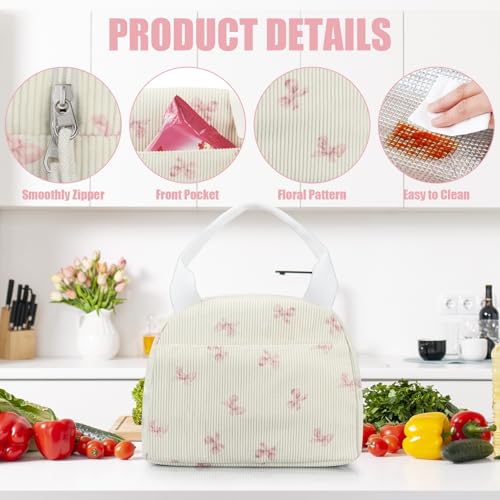 BuyCard Insulated Lunch Bag for Women - Cute Corduroy Tote