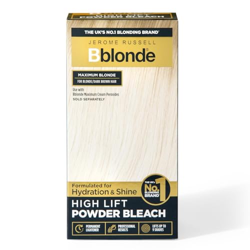 Jerome Russell Bblonde High Lift Powder - Blonde to Dark Brown Hair Lightener with Mineral Oils, Lifts 6-9 Shades, 4 Sachets (4x25g)