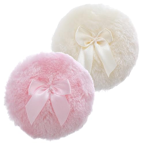 Sibba 4-Inch Large Velour Makeup Puff - Soft & Washable - 2 Pack