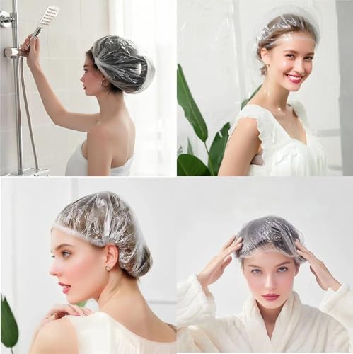 200PCS Reusable Disposable Shower Caps - Waterproof Hair Covers