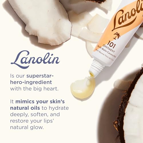 Lanolin 101 Multipurpose Ointment - Lanolin Lip Balm & Healing Ointment for Skin Barrier Repair - Moisturizer for Dry Lips, Cuticles & Elbows - No Petroleum Formula - Coconutter (0.35 oz)