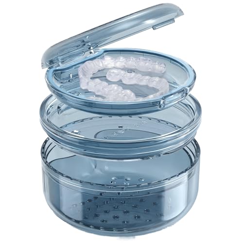DOTCUTY Blue 2-in-1 Retainer Cleaning Case for Dentures