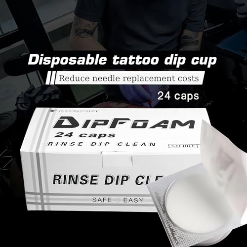 Yuelong 24Pcs Disposable Rinse Foam Caps for Tattoo Needles