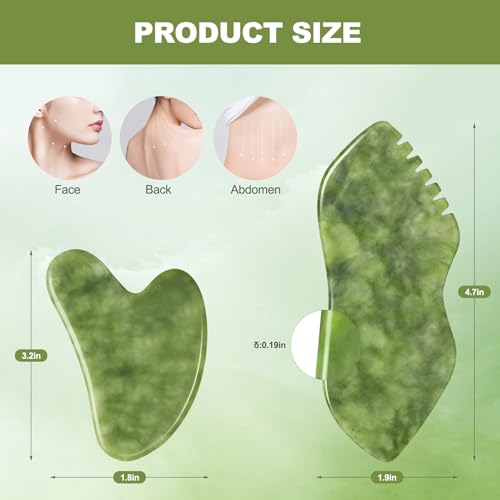 Airogym 2-Piece Authentic Jade Gua Sha Set for Facial Sculpting and Massage