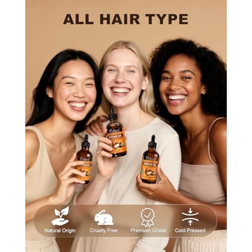 Yoken Organic Argan Oil for Hair 4 Fl Oz, USDA Pure and Natural Morocco Argan Oil, Argon Oil For Hair, Scalp, Face & Skin Care, 100% Cold Pressed Hair Conditioner, Unrefined Argon Nails Carrier Oil