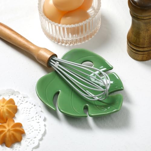 Honeydak Leaf Shaped Ceramic Spoon Rest for Kitchen Decor