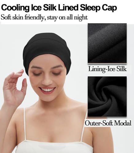 Sleep Cap Bonnet for Sleeping - Adjustable Cooling Lining, 2pcs (Vidsel)