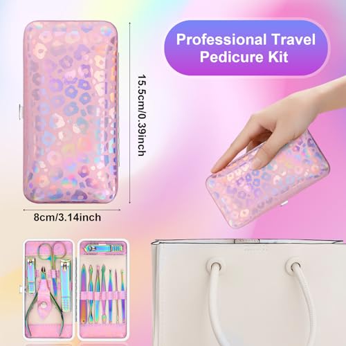 CGBE Pink 12-Piece Manicure Set with Travel Case - Nail Clipper Kit