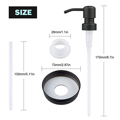 Mason Jar Soap Dispenser Lids with Pumps - 2 Pack, Rustproof Stainless Steel for 16 oz Jars