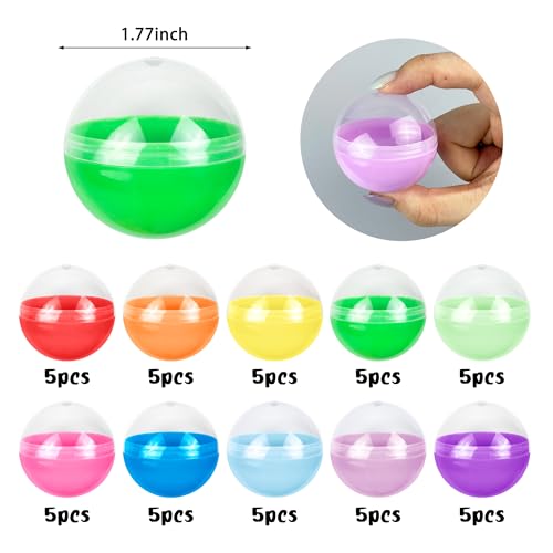 50 PCS Colorful 1.77-Inch Plastic Capsule Containers for Parties