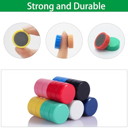 40 Pack Colorful Fridge Magnets for Whiteboard & Locker - Strong Mini Round Magnets